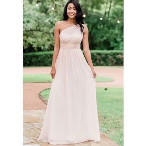Revelry Brooklyn Chiffon One Shoulder Dress Rose Quartz